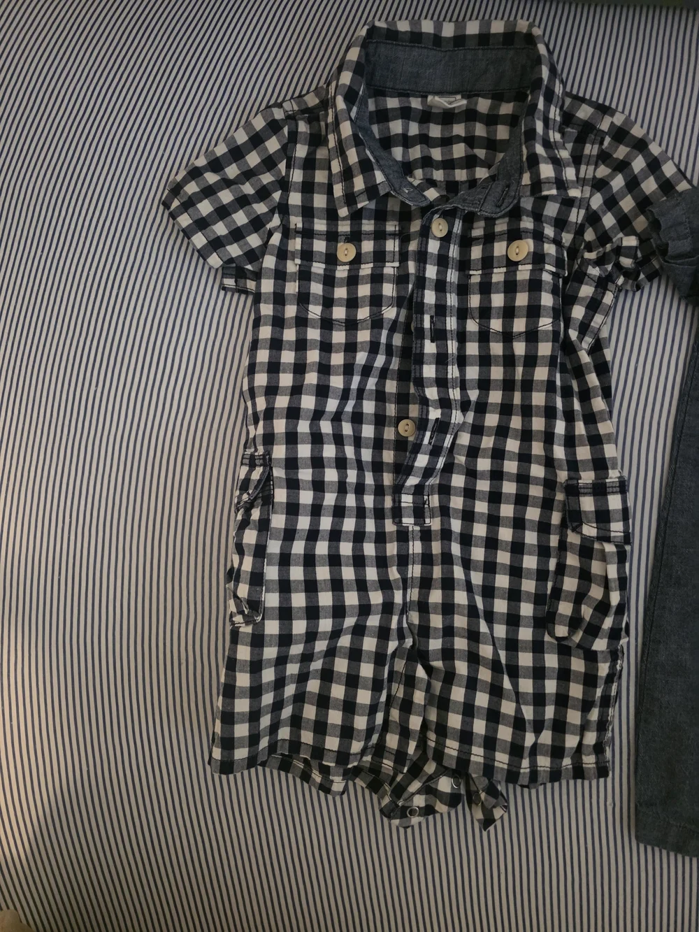 Carter's Denim-Look Chambray Short Sleeve Romper Bundle